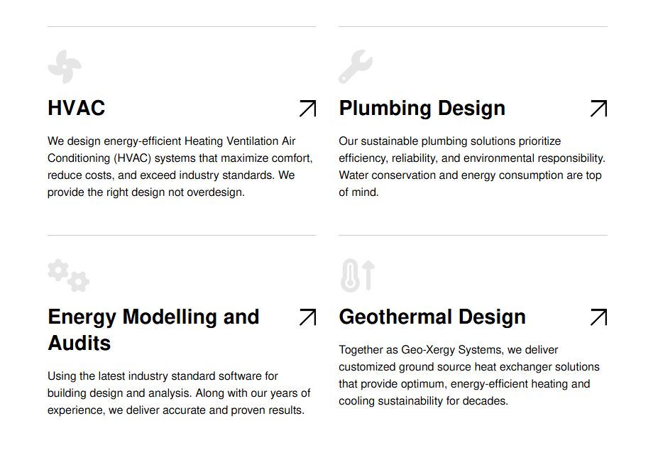 Photo of the services displayed on the homepage on MEER's website.